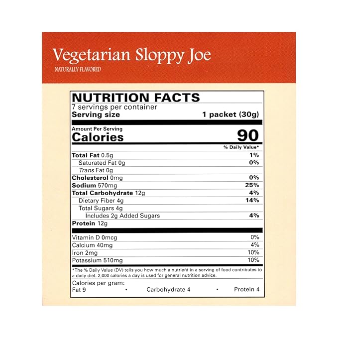 Nutmeg State Nutrition ??High Protein Vegetarian Sloppy Joe Mix, Low Calorie, Low Carb, Bariatric Diet Friendly, Ideal Protein Compatible, Gluten Free, 7 Servings Per Box (Vegetarian Sloppy Joe)