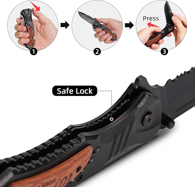 Titorld 10 Years Anniversary Keepsake Gifts for Him, 10th Tin Anniversary for Men Him Husband, Ten Year Marriage Wedding Date Engraved Pocket Knife with Gift Box, Personalized Mens knife