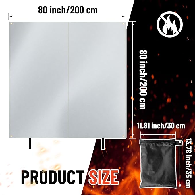 Fireproof Lithium Battery Cover 79 x 79 Inches Ebike Battery Fire Protection Extinguisher Isolate and Extinguish Small Fires, Fire Suppression Blanket for E-Scooter and E-Bike