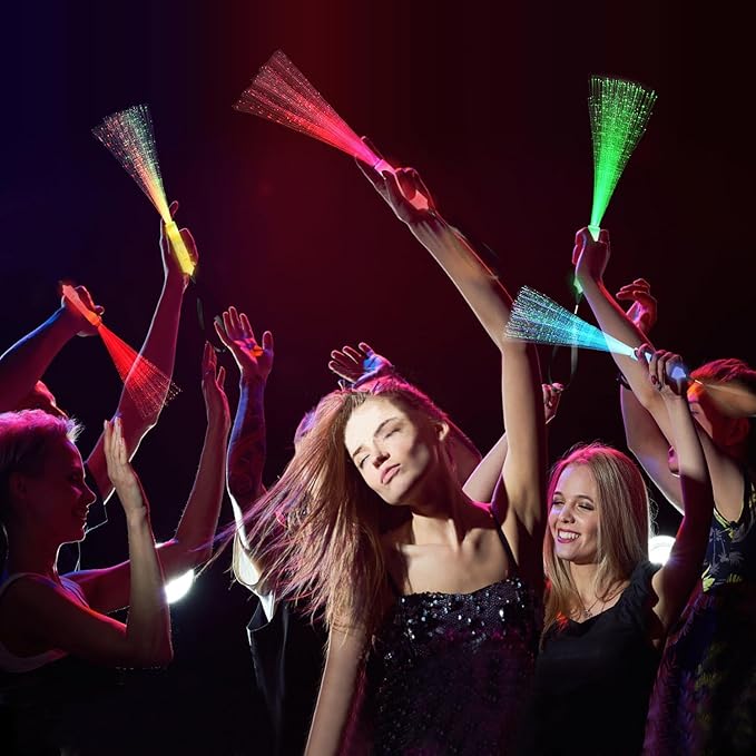12 Pack Red Glow Fiber Optic Wands Bulk Light Up Wand Glow Sticks with 3 Lighting Modes for Christmas Valentine's Day Easter 4th of July Halloween