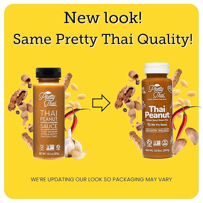 Pretty Thai Peanut Sauce, Gluten Free Certified Non-GMO Vegan Authentic Stir Fry, Dressing, Rice Seasoning, Condiment & Dipping Sauce, 100% Natural