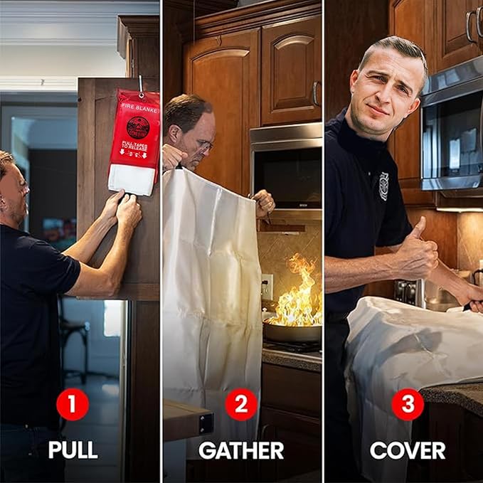 Lovelin 2-Pack Emergency Fire Blanket - 40' x 40' Fiberglass Fire Blanket (Red)