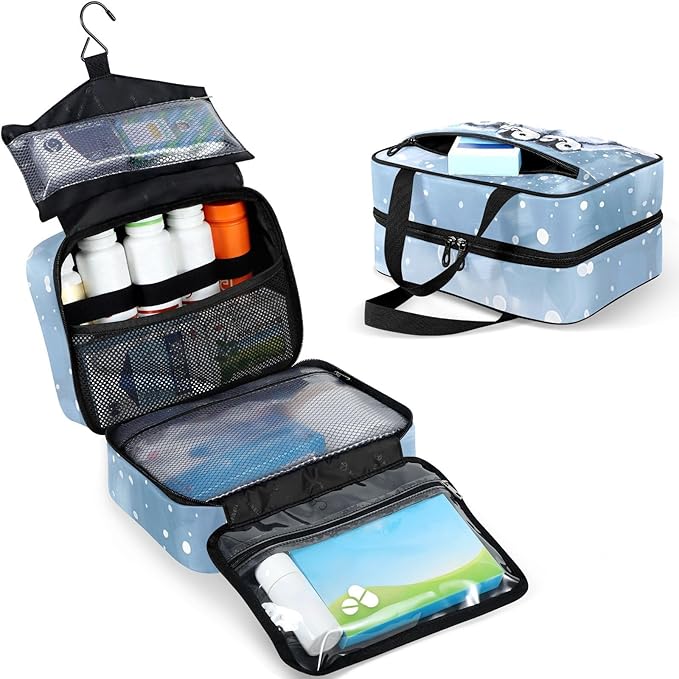 Fustylead Cute Hand Draw Winter Penguins Large Medical Storage Bag with Zipper Empty First Aid Bag Trauma Kit for Traveling Hiking Camping Backpacking
