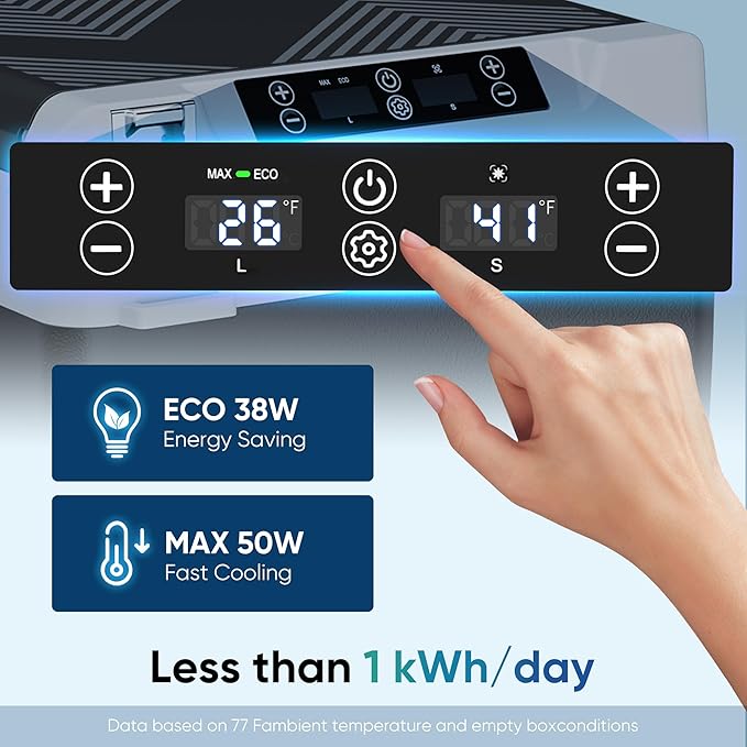 12 Volt Refrigerator Car Fridge - 50QT(48L) Dual Zone Electric Cooler, Car Refrigerator -4℉~68℉, Portable Refrigerator 12/24V DC 100-240V AC, Portable Freezer for Travel Camping RV Home