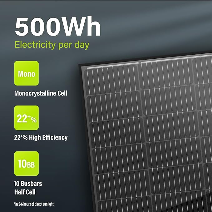 Newpowa Bifacial 100 Watt 12 Volt Solar Panel, 10BB Monocrystalline Double-Side 25% High-Efficiency Module PV Power for Homes Sunsheds Boat RV and Other Off-Grid Applications, Black Frame