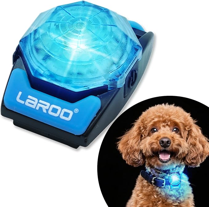 LaRoo Dog Lights for Night Walking,USB-C Rechargeable Dog Lights,Only 13g for Small Dogs,3 Modes Waterproof LED Collar Charm for Nighttime Running,Pet Camping Essentials (Blue)
