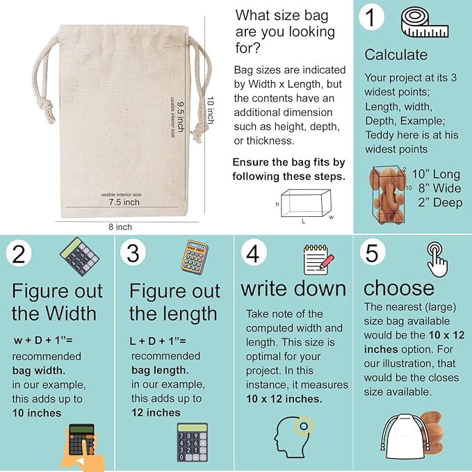 100Pcs 12 x 16 Inches Premium Cotton Muslin Double Drawstring Bags, Reusable Bag Natural Cotton Bags with Drawstring Produce Bags Bulk Gift Bag Jewelry Pouch for Party Wedding Home Storage