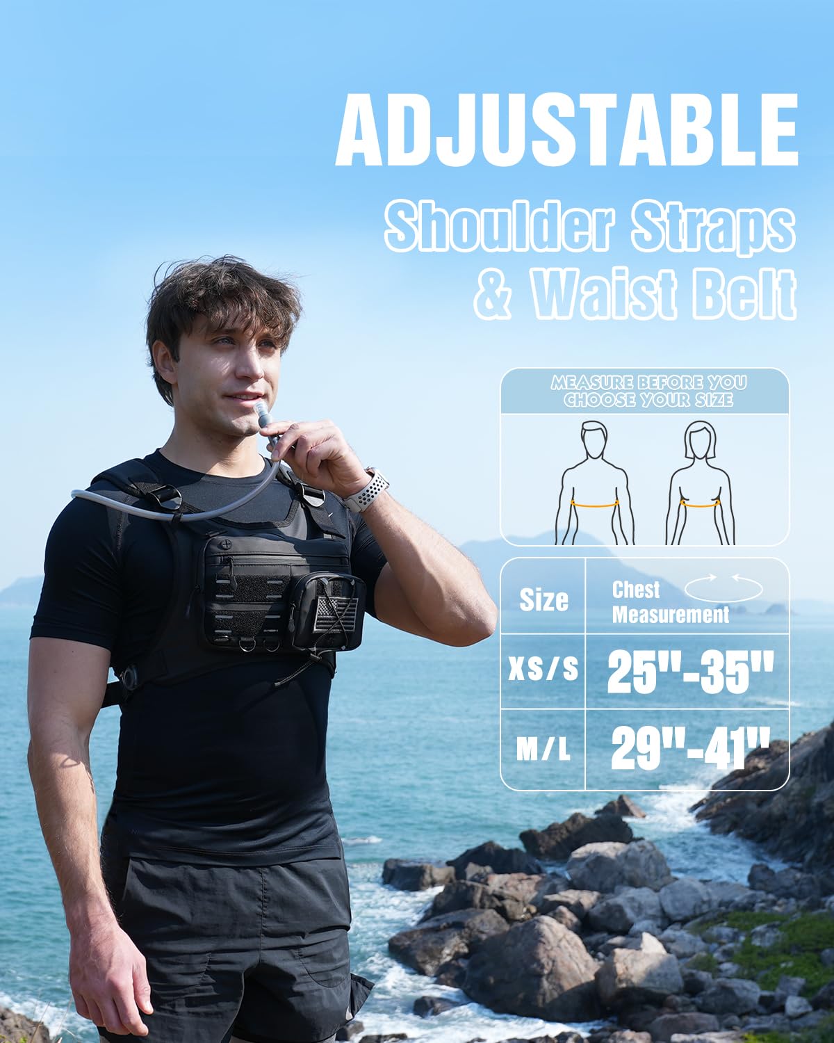 Zelvot Running Vest with 2L Water Bladder, Hydration Backpack, U.S. Design Patent, Lightweight
