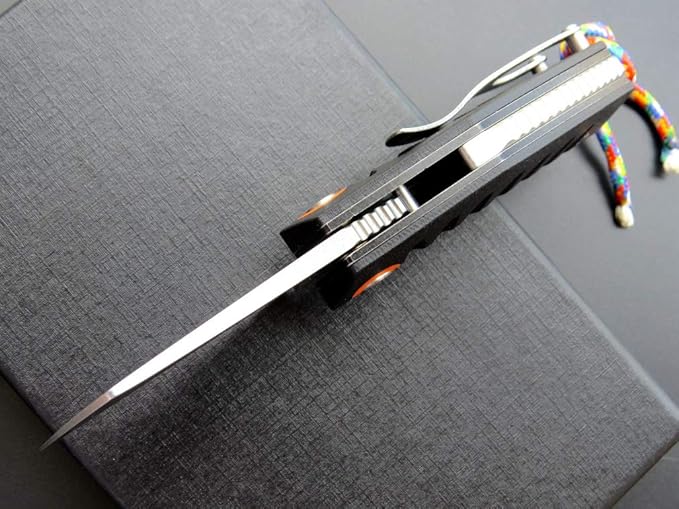 Eafengrow EF85 Folding Knife with Clip Stone Wash D2 Steel Blade G10 Handle Pocket Knife Ball Bearing Flipper Outdoor Camping Survival EDC Tool Knives(black)