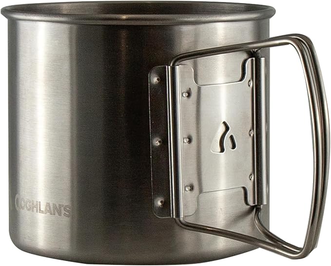 Coghlan's Stainless Steel Camp Mug/Pot – 600 mL (21 oz.) Lightweight Outdoor Cooking Pot & Cup with Folding Handles & Measurement Markings – Durable Backpacking, Hiking & Camping Cookware