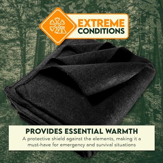 SE Black 64" x 84" 4-lb. Warm Blanket with 80% Wool - BI64845BK