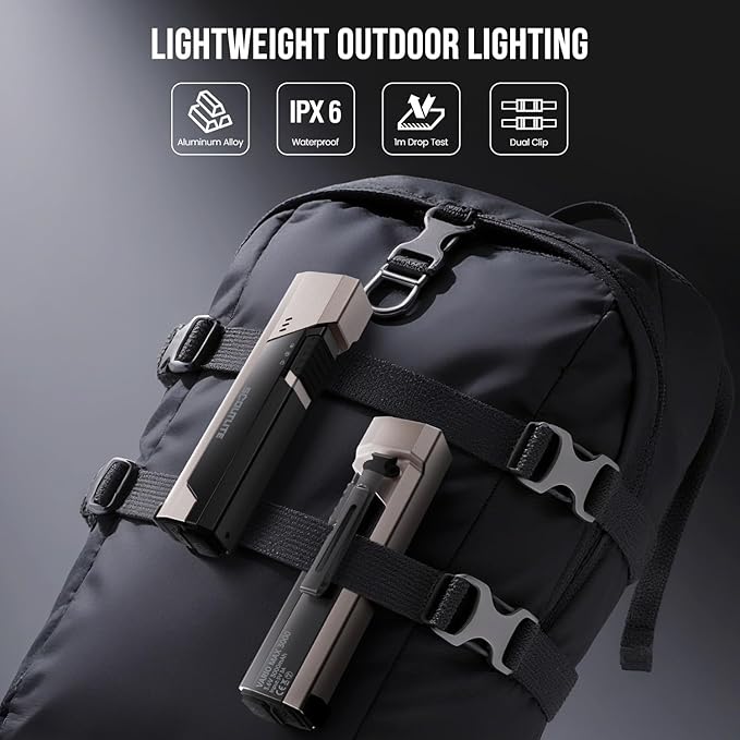 SCOUTLITE Vario MAX 3000 Handheld Flashlight, Rechargeable LED Pocket Light with White, Red and Amber Lights, Waterproof IPX6 Tactical Flat for Camping, Outdoor & Emergency Working