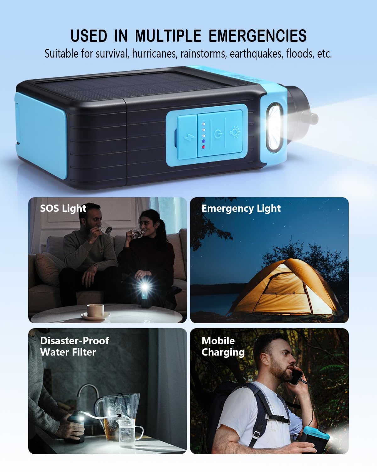 BKLES 3-in-1 Water Filter System for Survival Gear & Emergency Preparedness