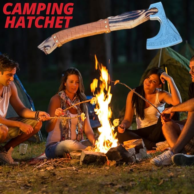QEPAA CRAFTS® The Frostbreaker Handmade Viking Forged Steel Camping Survival Axe for Wood Splitting and Chopping-Bushcraft Hatchet- Norse Viking Gift for Adventurers