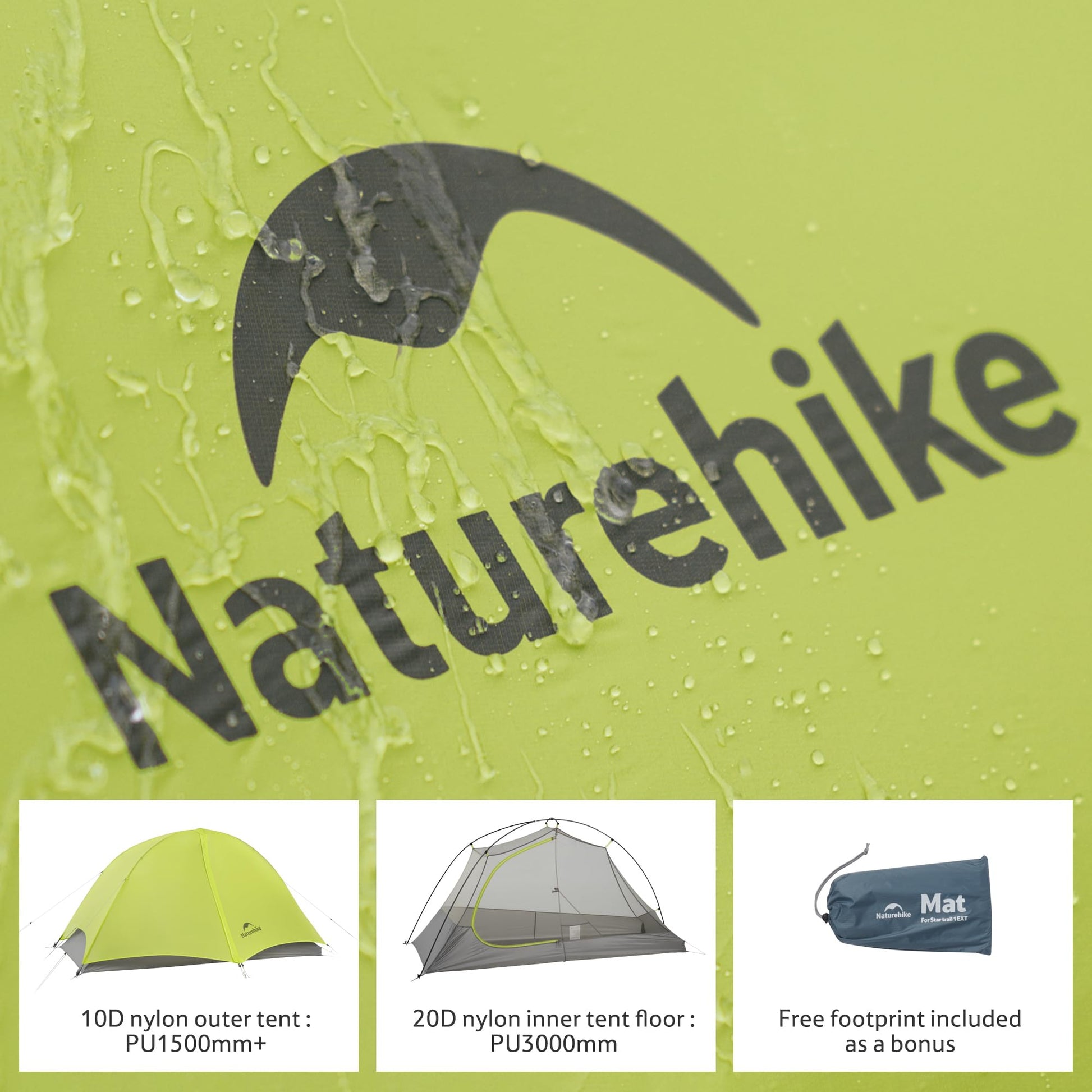 Naturehike Star Trail 2.3lb One Person Tent, Easy Setup, Compact, Spacious, Ultralight 1 Person