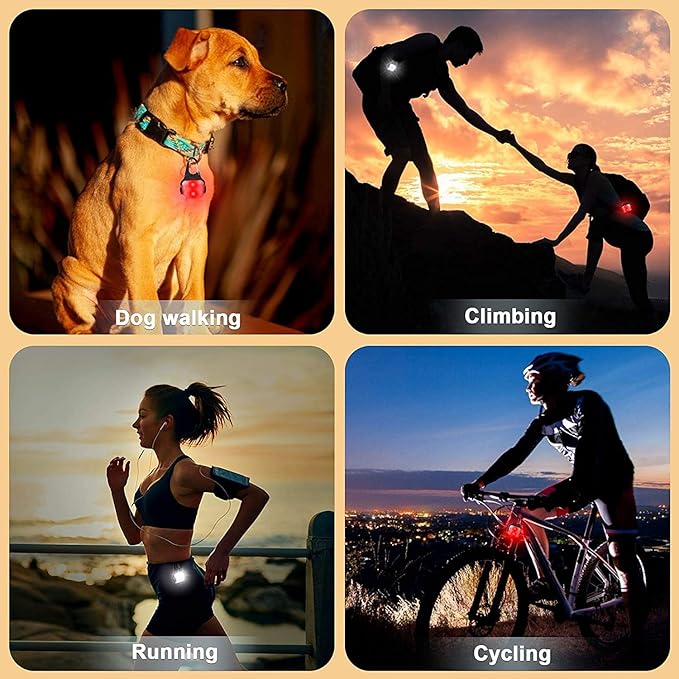 USB Rechargeable Clip-on Dog Collar Light - 3 Modes, IP65 Waterproof, Night Walking, Running, Camping, Climbing, Bike - 3 Pack