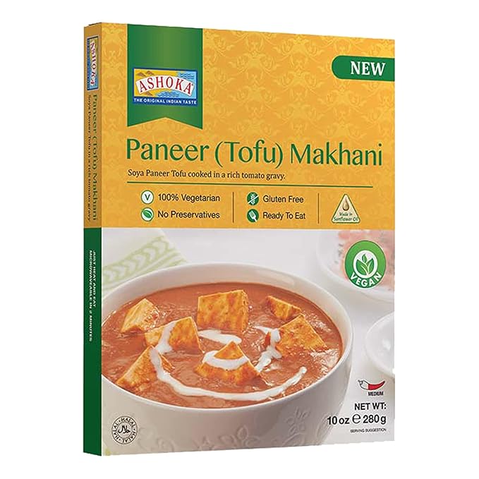 Ashoka Meals 1932, Tofu Curry, Plant-Based Gluten Free Meals, All-Natural, Ready to Heat Paneer Makhani, Kosher Certified, Authentic Indian Cuisine, Healthy Work Lunch, No Preservatives, Pack of 1