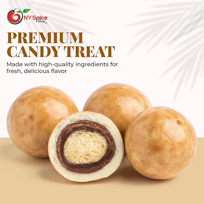 NY Spice Shop Ultimate Malted Chocolate Malt Balls Party Decorations - 8 Ounce Malted Milk Balls Candy Birthday Gifts - Chocolate Malted Milk Ball - Dark Chocolate Malt Ball Holiday Snacks