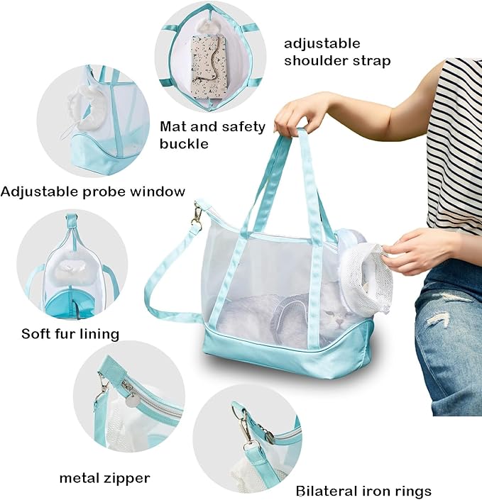 Pet Sling Carrier,Puppy Slings,Outdoor Kitten Bag with Adjustable Straps,Suitable for Small Cats/Dogs (3-8lbs),Light Cat Pouch for Travel & Walking (Light Gray)