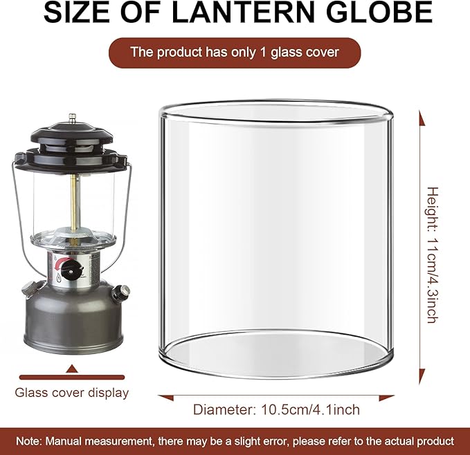 Glass Globe for Dual Fuel Lanterns Replacement - Compatible with Coleman Model 288 Series Propane Lanterns - Crack Resistant Outdoor Lighting Accessories for Camping, Hiking & Emergency Use