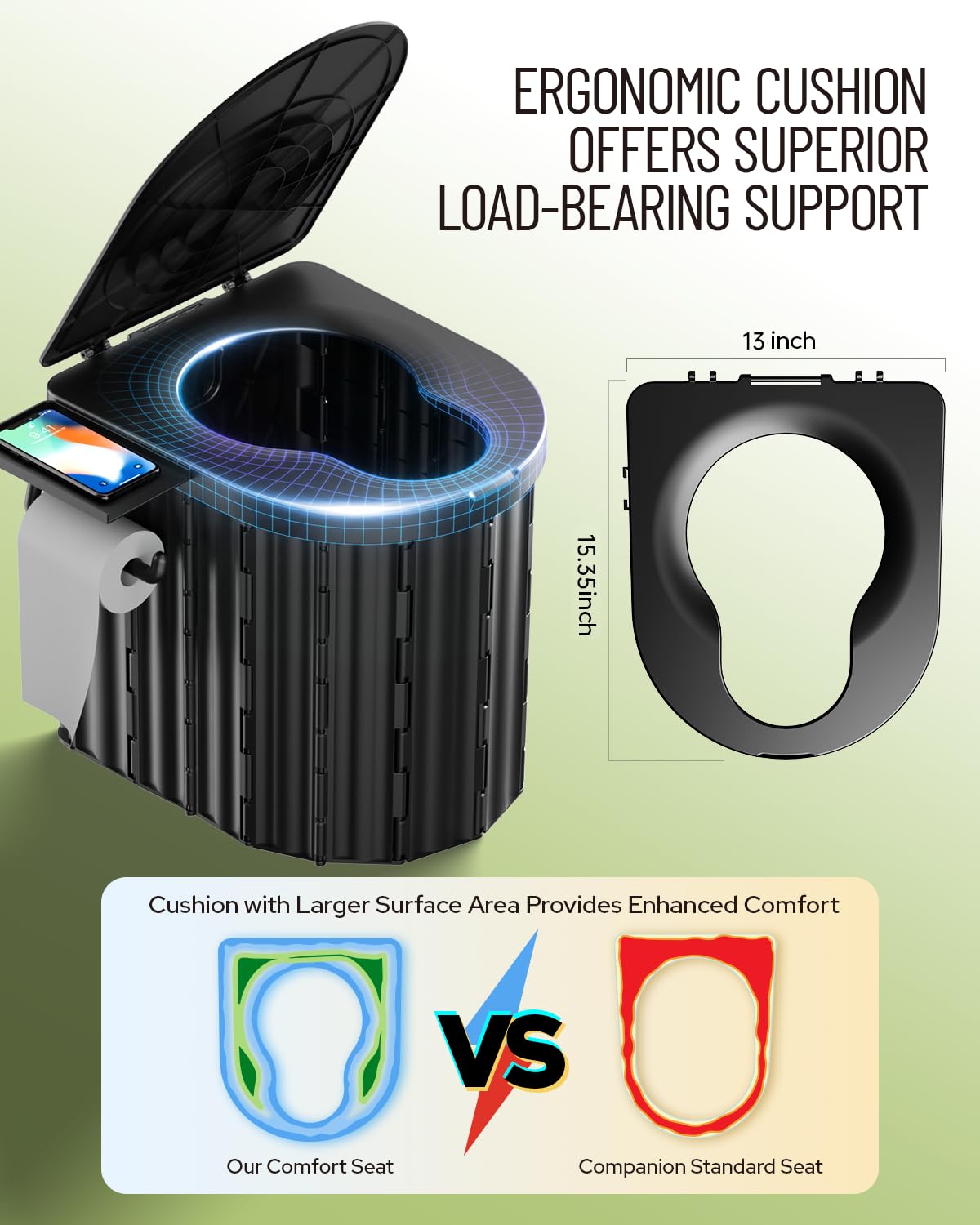Camping Toilet with Pop-Up Privacy Tent and Liquid Waste Gel, Portable Toilet for Camping with