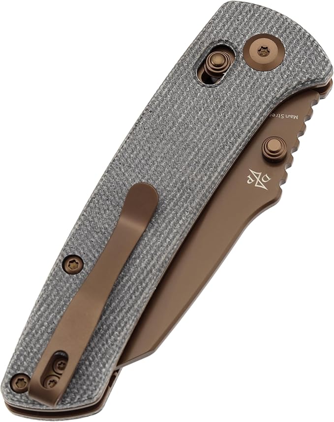 KANSEPT Main Street Pocket Folding Knife, 3.36''Rose Gold Coated 154CM Sharp Blade, Black Micarta Handle with Axis Lock and Thumb Stud, Clip for Camping Hiking Fishing Gift Everyday Carry T1015v11