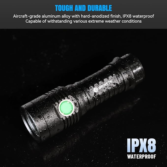 Brinyte WT01 2700 Lumens Ultra-Bright Rechargeable Flashlight with Charging Dock, High Lumens LED Power Outage Flash Light Handheld Light for Homeuse, Outdoor, Searching, Camping and Emergency