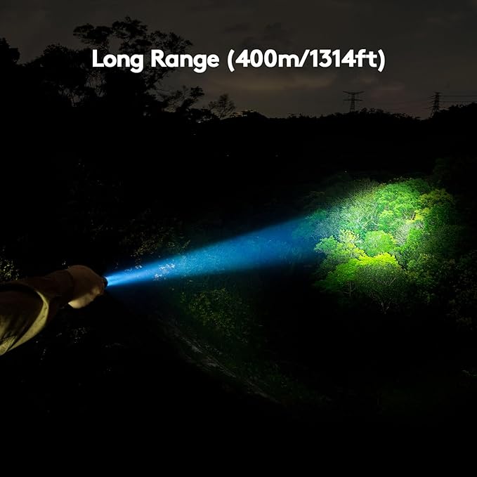 RovyVon S21 High Lumen Rechargeable Bright Flashlight 3000 Lumen,400M Long Throw Searchlight with Easy Use Mechanical Ratary Switch,Magnetic Base,IPX8 Waterproof for Home,Hunting,Searching,Rescue