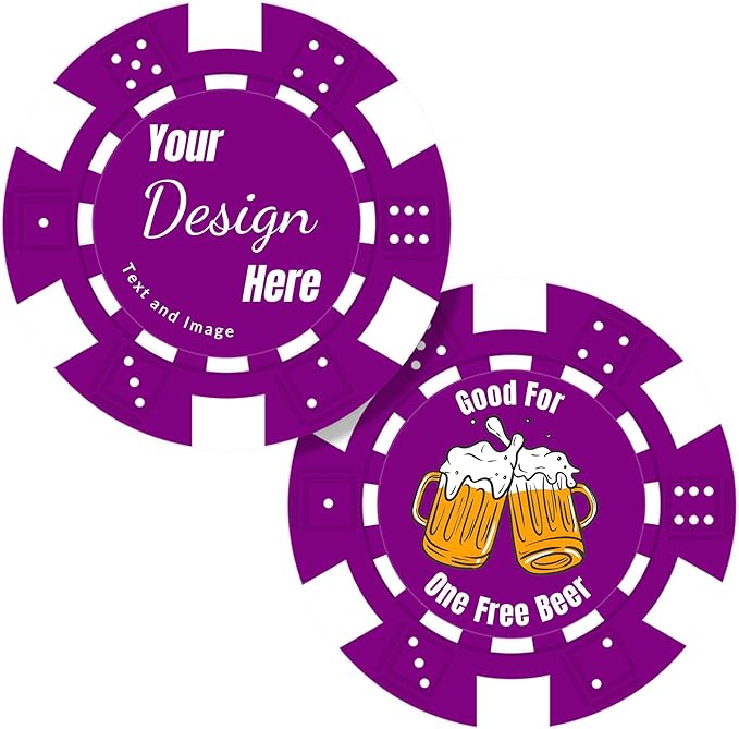 50 Custom Poker Chips,Personalized with Your Logo Image or Text,11.5g Clay Casino Chips for Events or Gifts