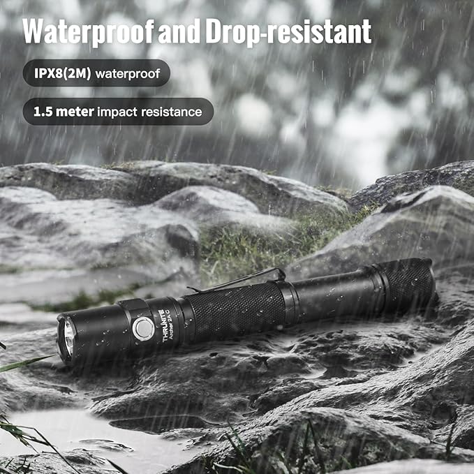 ThruNite Archer 2A C Flashlight, 2AA EDC Tactical Dual Mode Flashlight Rechargeable, 1018 High Lumens Pocket LED Flash Light for Emergency, Camping, Home - Cool White