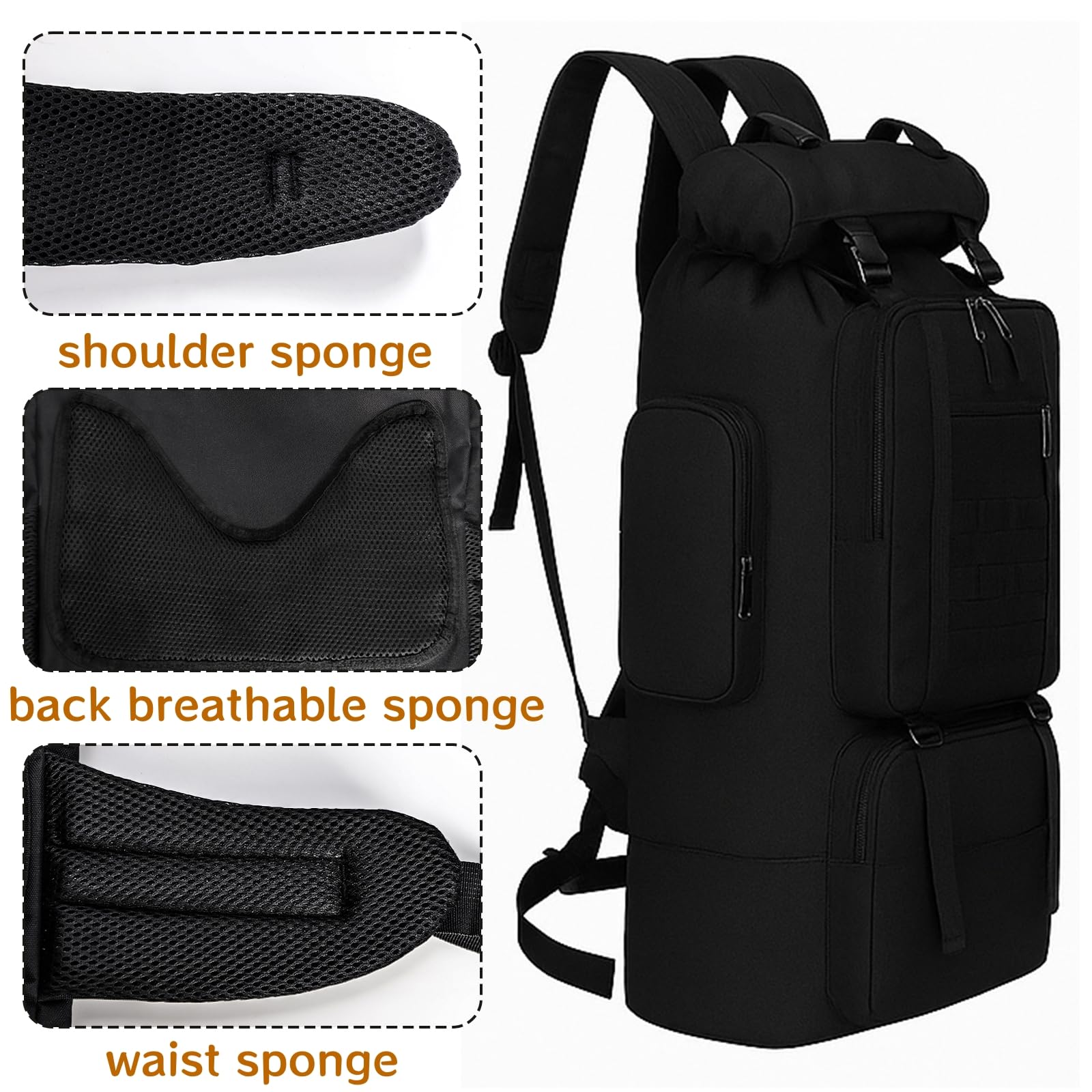 Goaste 100L Camping Hiking Backpack, Molle Military Tactical Rucksack, Waterproof Large Travel
