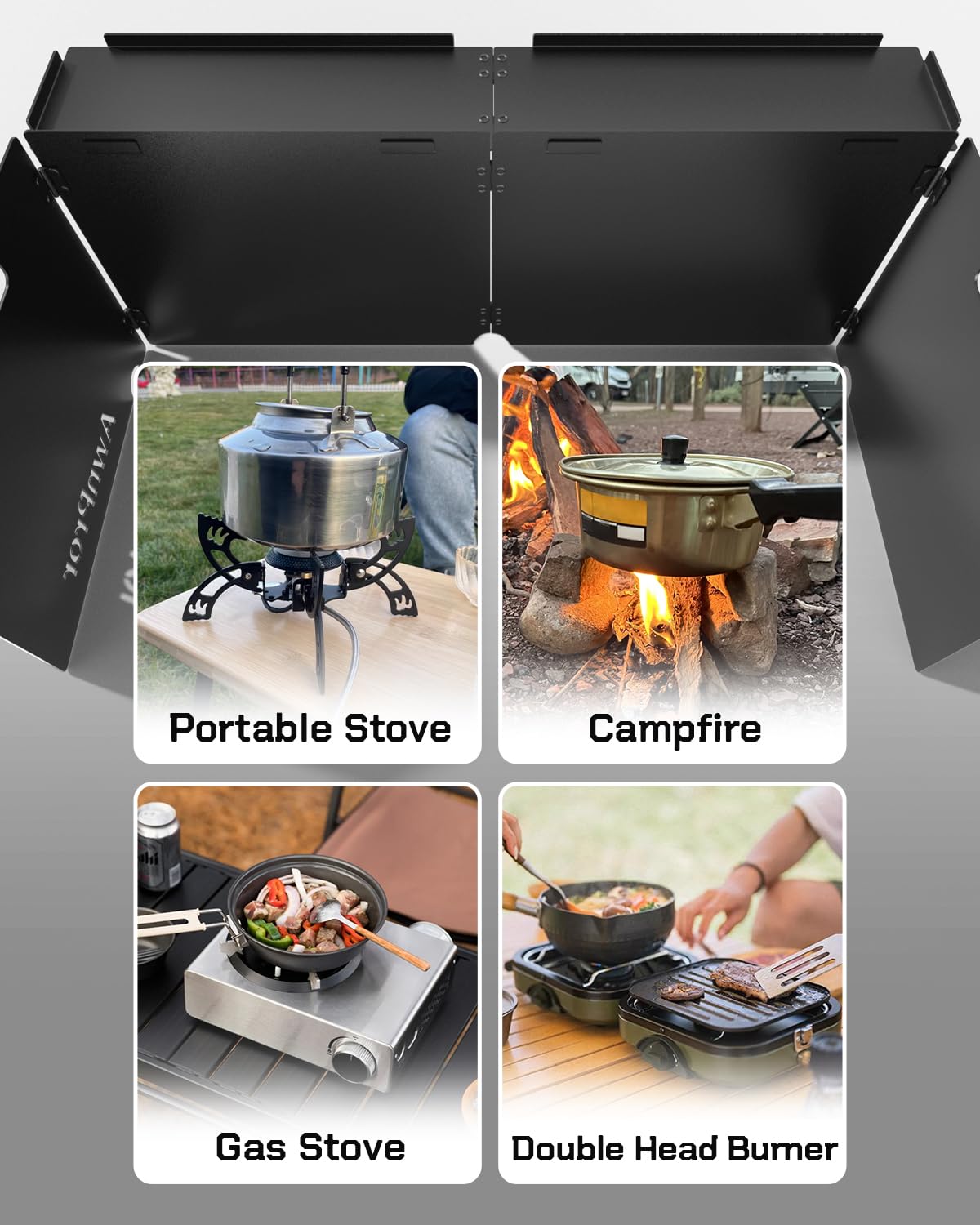 AwnPror Aluminum Camping Stove Windscreen,Lightweight Foldable Outdoor Wind Blocker Gas Stove