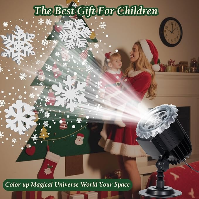 Christmas Snowflake Projector Light, 3D Dynamic Snowfall with Swirling Patterns for Outdoor Indoor Holiday Decor, Waterproof Christmas Yard Lighting for Wall, Window, Roof - 2025 Upgraded