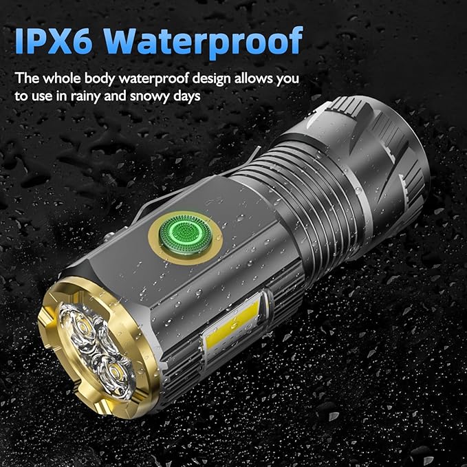mini LED Flashlight with Magnetic Base and Side Clip, 6 Modes, high Brightness Small Flashlight, IPX6 Waterproof, is The Best Small Flashlight for Camping, Travel, and Emergency situations