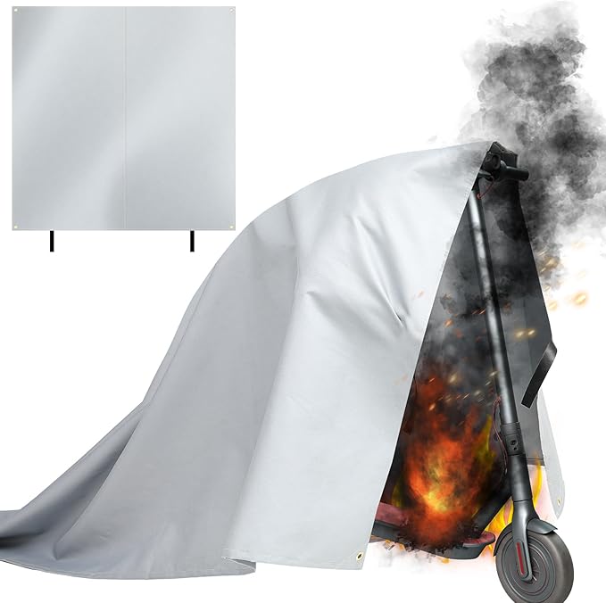 Fireproof Lithium Battery Cover 79 x 79 Inches Ebike Battery Fire Protection Extinguisher Isolate and Extinguish Small Fires, Fire Suppression Blanket for E-Scooter and E-Bike
