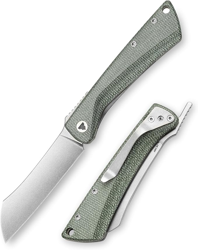 Higonokami Folding Pocket Knife for Menï¼?.3" 14C28N Stonewash Camping EDC Knives with Clip Micarta Handle，Norma-04G
