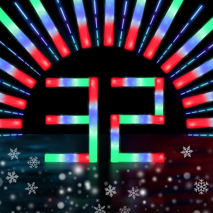 32 Packs 15.7 inch Foam Glow Sticks Bulk, 3 Color LED Light Foam Sticks, Glow In The Dark Party Supplies, 3 Modes Colorful Flashing for Christmas, Birthday