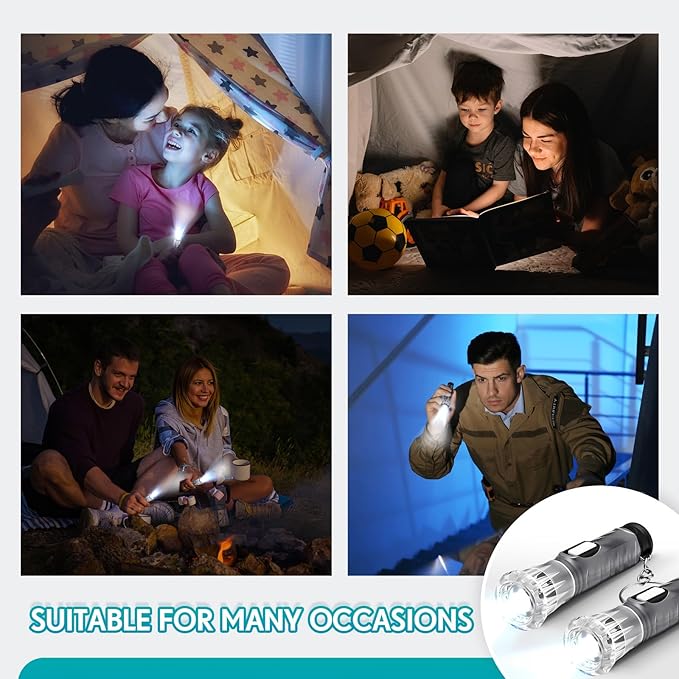 Jexine 100 Pcs Mini Flashlight Keychain Bulk Assorted Colors Torch Keyring Flashlights LED Small Keychain Light Hiking Camping Christmas Party Favors (Black)