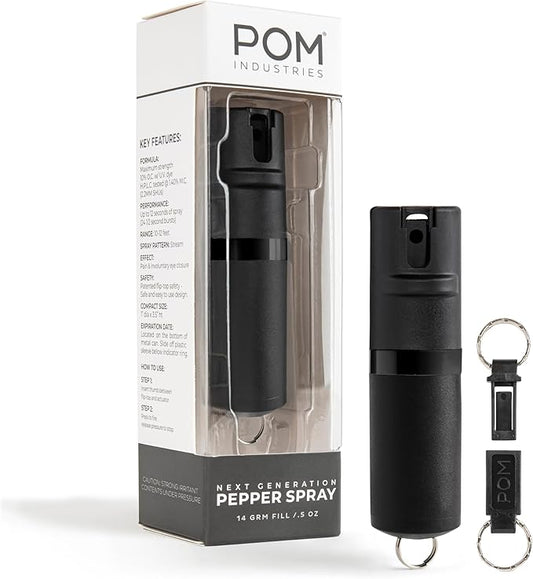 POM Pepper Spray Keychain, Quick Key Release for Instant Access, Flip Top Safety, Maximum Strength