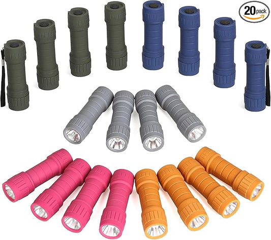 20-Pack Small Flashlights Set, Super Bright 100 Lumen LED Flashlight Pack with 60-Piece AAA Batteries Included, Mini Flashlight, Outdoor Flashlight for Camping, Hiking, Emergency