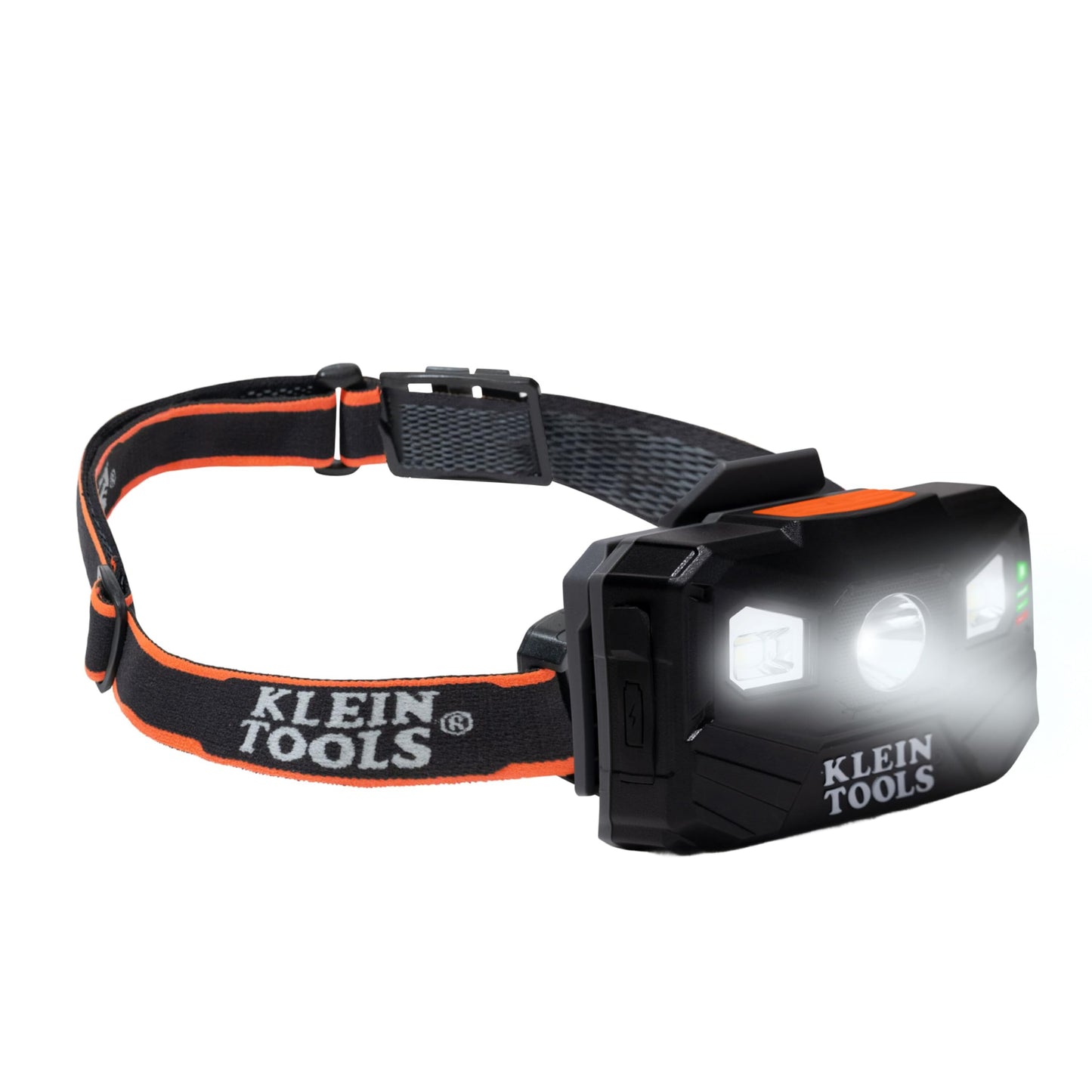 Klein Tools 56048 Rechargeable LED Headlamp, Adjustable Fabric Strap, 400 lms, All-Day Runtime, for