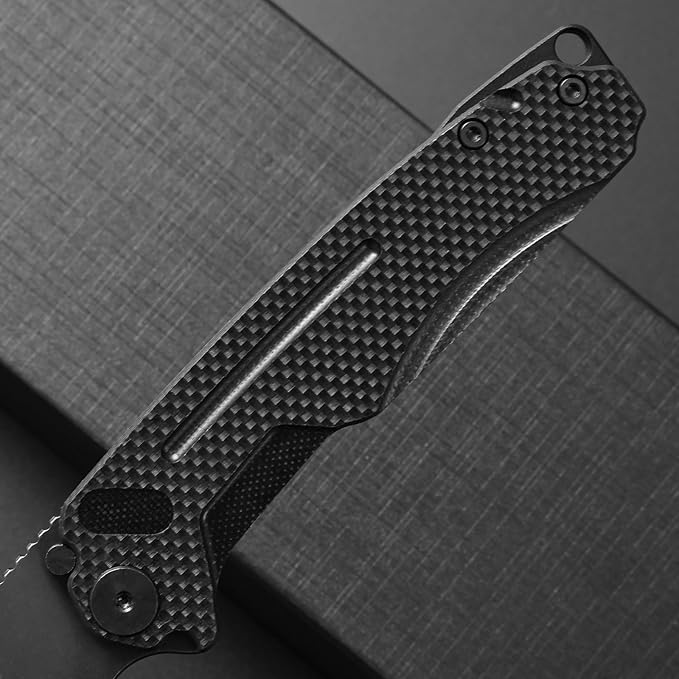 Ccanku C1136 Folding Knife,D2 Steel Blade+ G10&Steel Handle EDC Tool,Outdoor Hunting Camping Knife(Black)