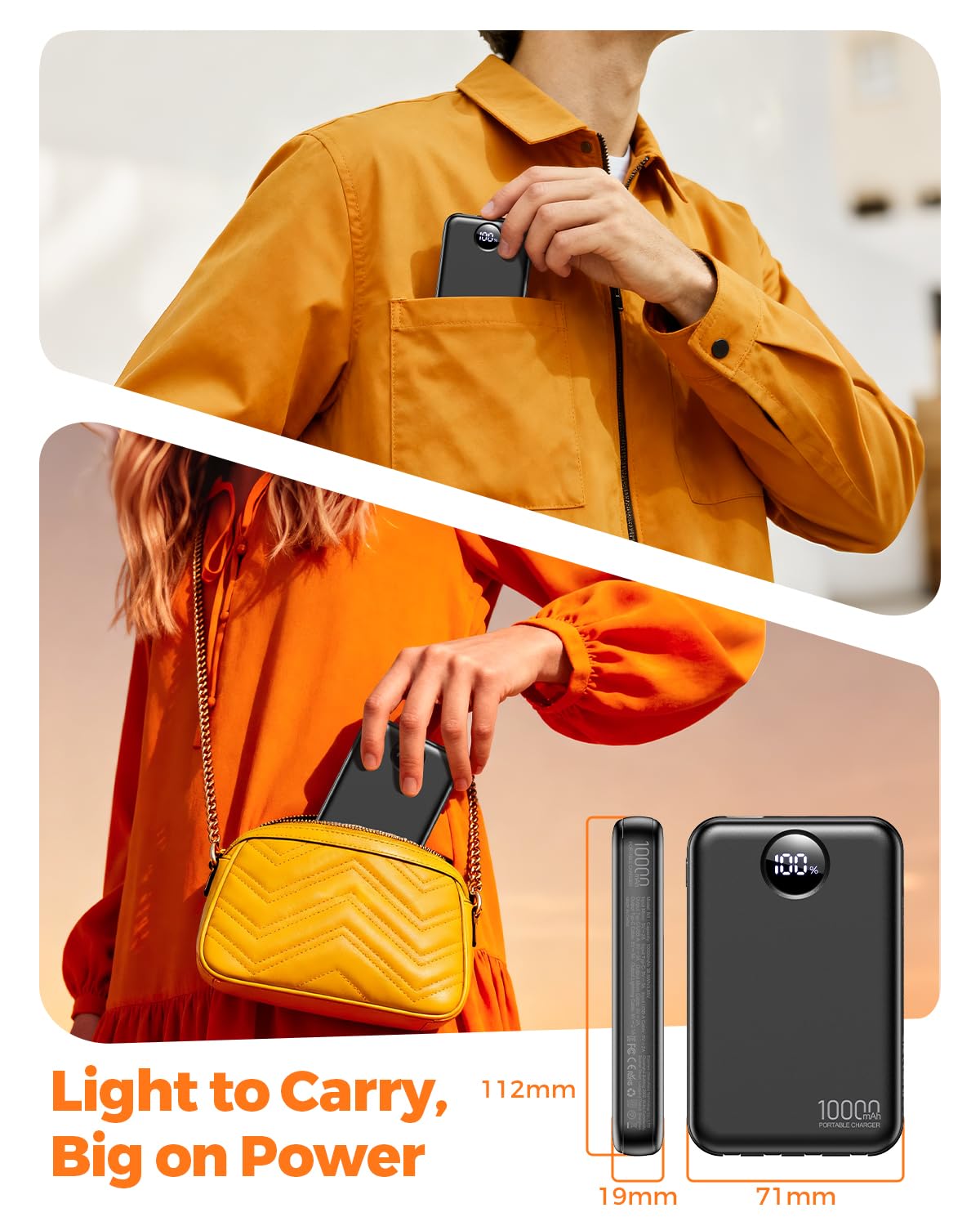 Zmmyuluo Portable Charger 10000mAh with 4 Built-in Cables 40% Smaller