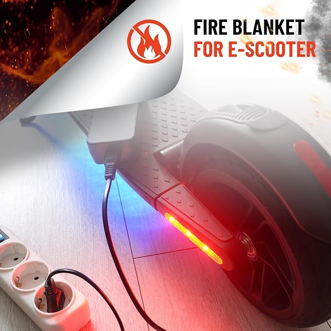 Fireproof Lithium Battery Cover 79 x 79 Inches Ebike Battery Fire Protection Extinguisher Isolate and Extinguish Small Fires, Fire Suppression Blanket for E-Scooter and E-Bike