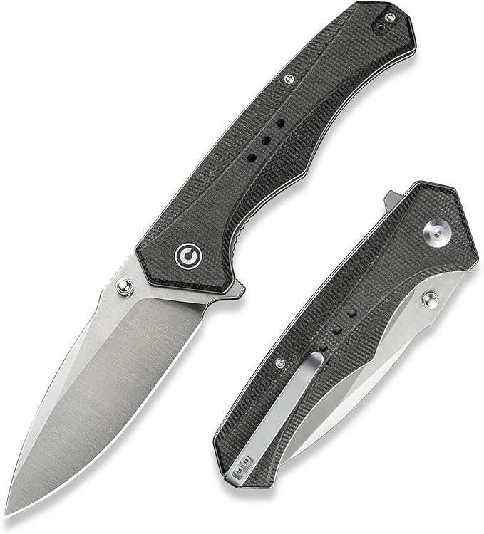 CIVIVI Photonix EDC Pocket Knife, Folding Knife with 3.7" 14C28N Blade Micarta Handle with Pocket Clip for Men Women, Camping Hiking Fishing Knife C23081B-3, Dark Green