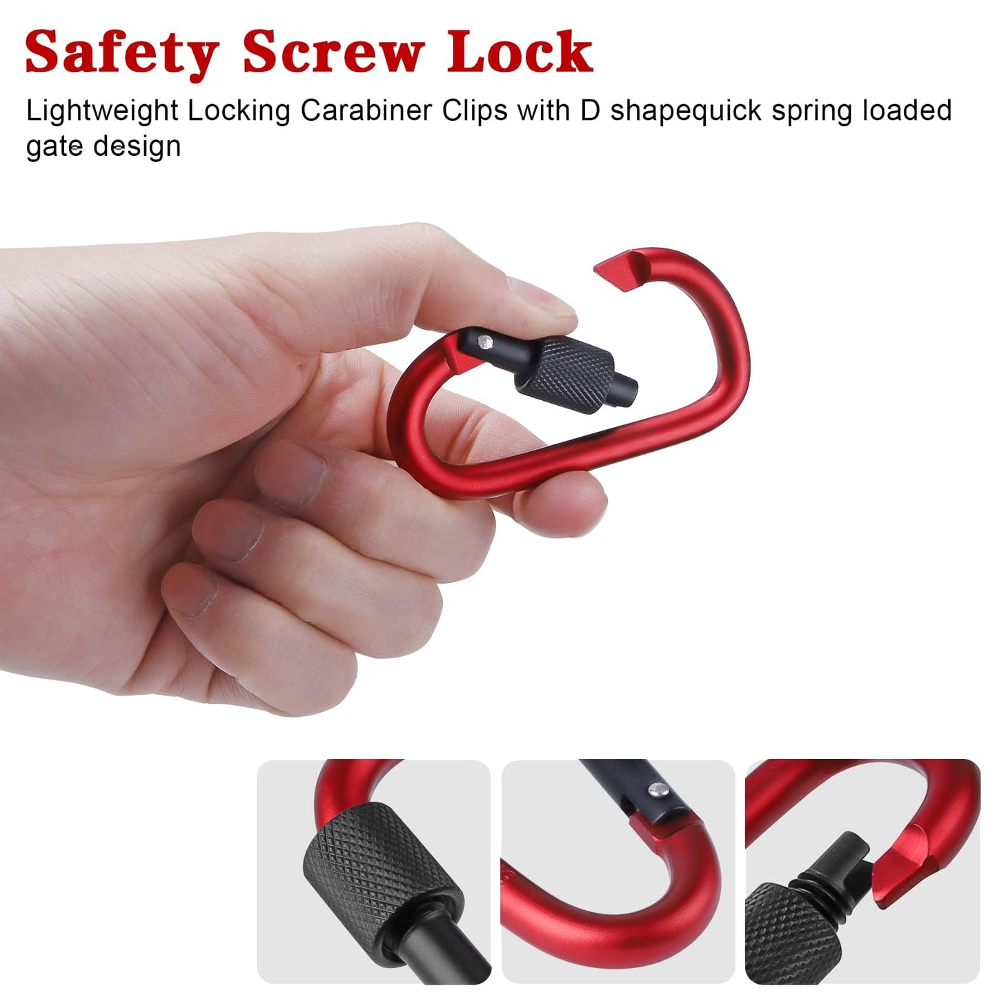 10 Pack Aluminum D Ring Key Rings Hiking Clips Locking Carabiner for Hiking Camping Fishing and