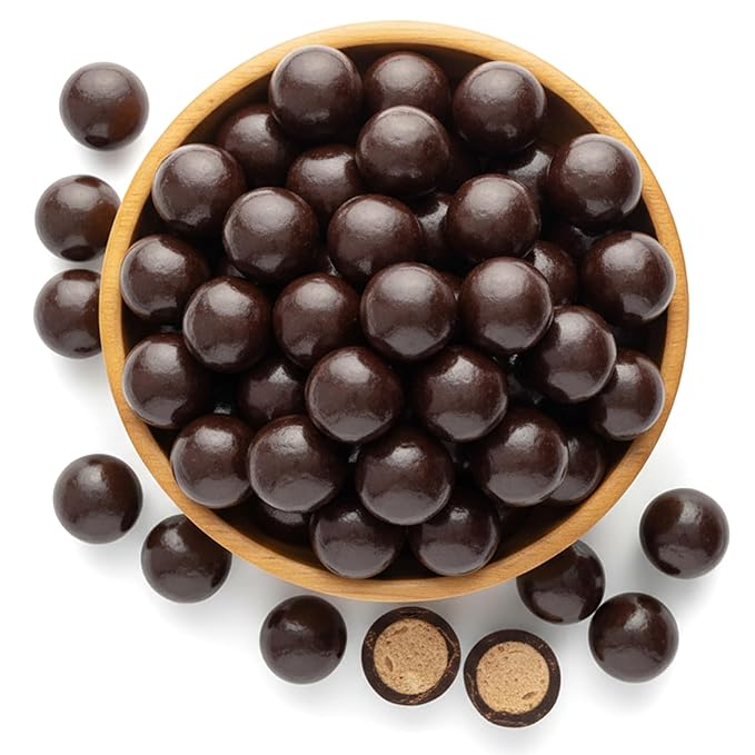 NY Spice Shop Dark Chocolate Espresso Chocolate Malt Balls Party Decorations - 8 Ounce Malted Milk Ball Candy Birthday Gifts - Chocolate Malted Milk Balls - Dark Chocolate Malt Ball Holiday Snacks