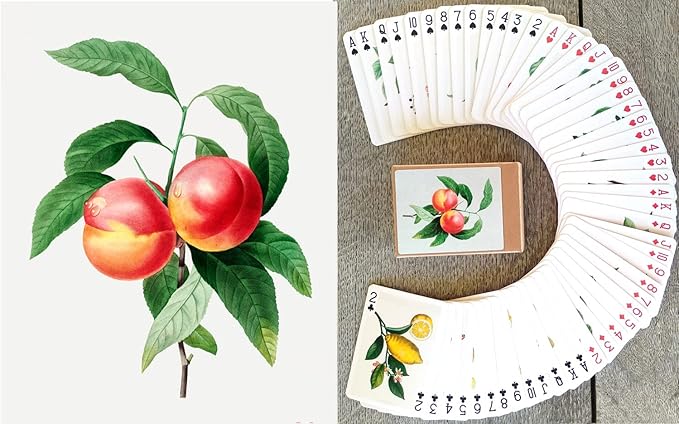 Fruits and Berries Playing Cards (Poker Deck 54 Cards All Different) Vintage Antique Botannical Books Illustration by Pierre Redoute