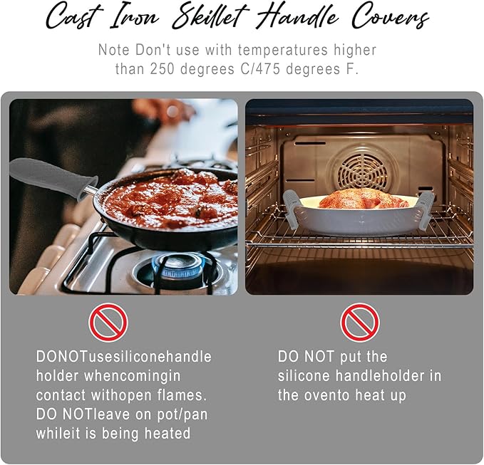 Joyhalo Cast Iron Skillet Handle Cover, 6 Pack Heat Resistant Pot Covers, Silicone Sleeve for Pans, Grey