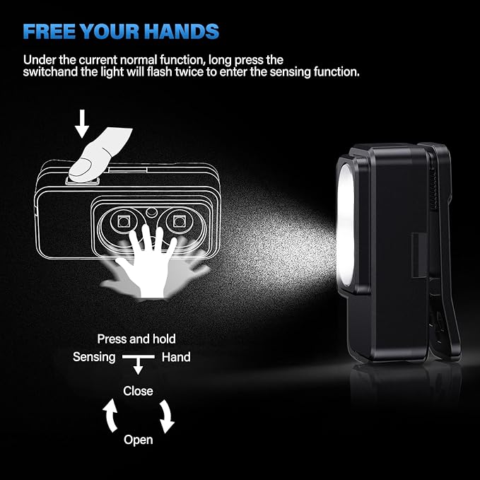 Headlamp Rechargeable 2PCS，Super Bright Motion Sensor Head Lamp with 8 Modes ，Head Lights for Forehead with Clip & Magneticï¼?IPX7 Waterproof Head Flashlight for Camping, Hunting，Hard Hat